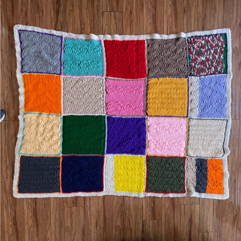 Handmade Multicolor Patchwork Crochet Throw Blanket - Assorted Colors